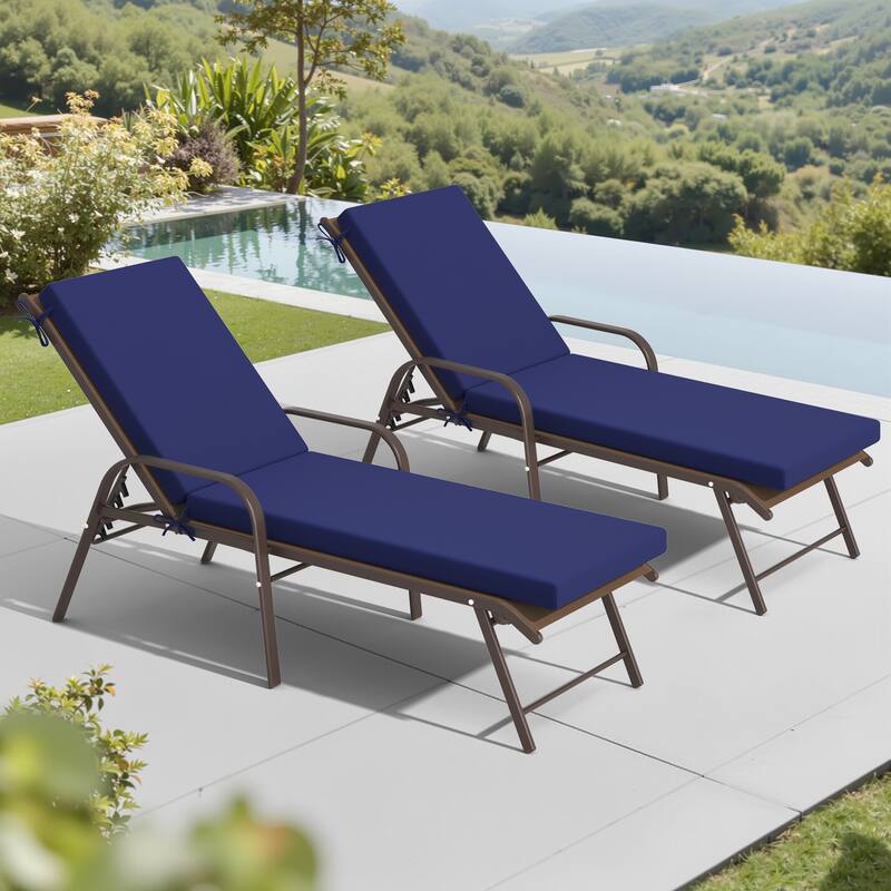 Pellebant Outdoor Adjustable Patio Chaise Lounge Chairs with Cushions