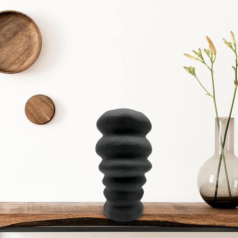 9 Inch Tall Modern Black Ceramic Vase