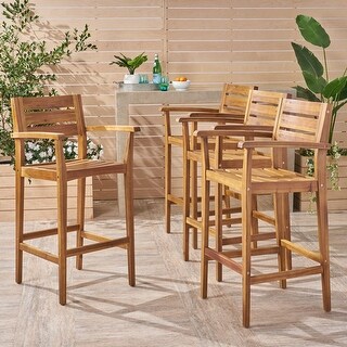 Stamford Outdoor Acacia Barstool (Set of 4) by Christopher Knight Home