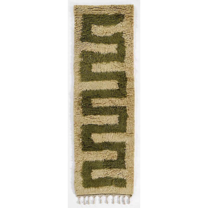 Momeni Neo Morrocan Hand Woven Wool Geometric Shag Rug.