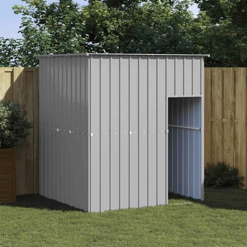 vidaXL Dog House Outdoor Dog Kennel Cage Shelter with Roof Galvanized Steel - Gray