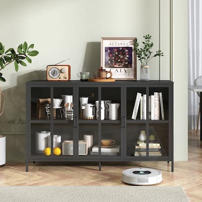 55"L Metal Storage Sideboard Buffet Cabinet