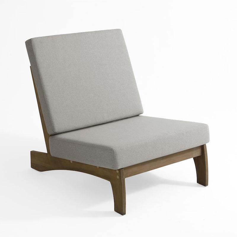 4 Piece Outdoor Wood Loveseat Chair Conversation Set with Cushion