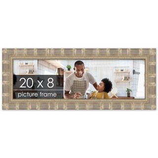 20x8 Bamboo Silver Complete Wood Picture Frame with UV Acrylic, Foam ...
