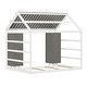 preview thumbnail 14 of 15, Wooden Twin Size House Bed with Fence, Roof, and Movable Wardrobes by Harper&Bright Designs