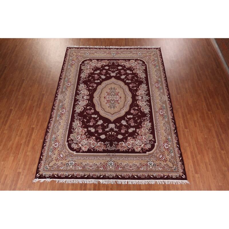 Victorian Style Kashan Turkish Area Rug Machine Made Carpet - 9'10" x 13'2"