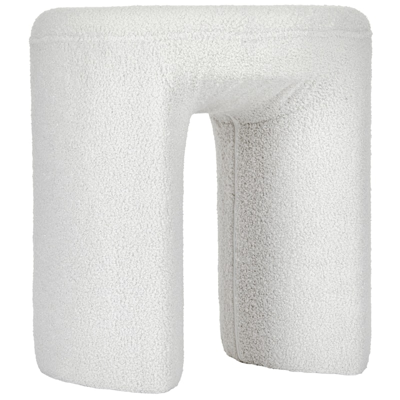 Plush Teddy Fabric Small Ottoman Foot Stool Vanity Stool for Bedroom