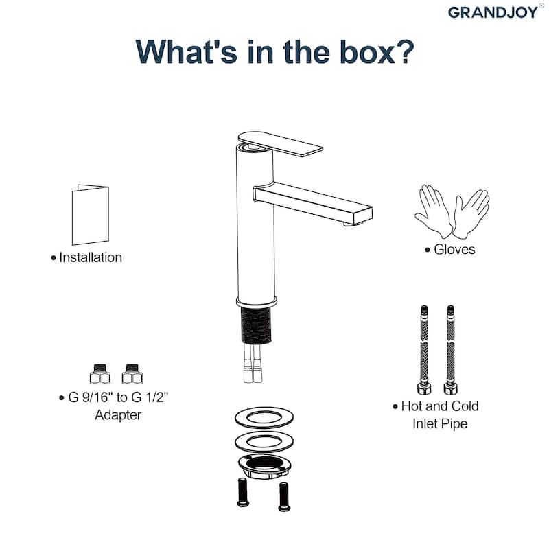 GRANDJOY 2-Pack Modern Single Handle Bathroom Vanity Faucet, Single-Hole Installation