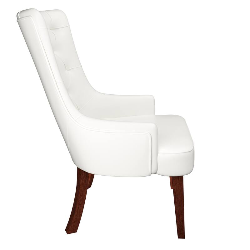 Dining Chair in Leather/Velvet Diamond-Tufted Design Side Chair in Rubberwood