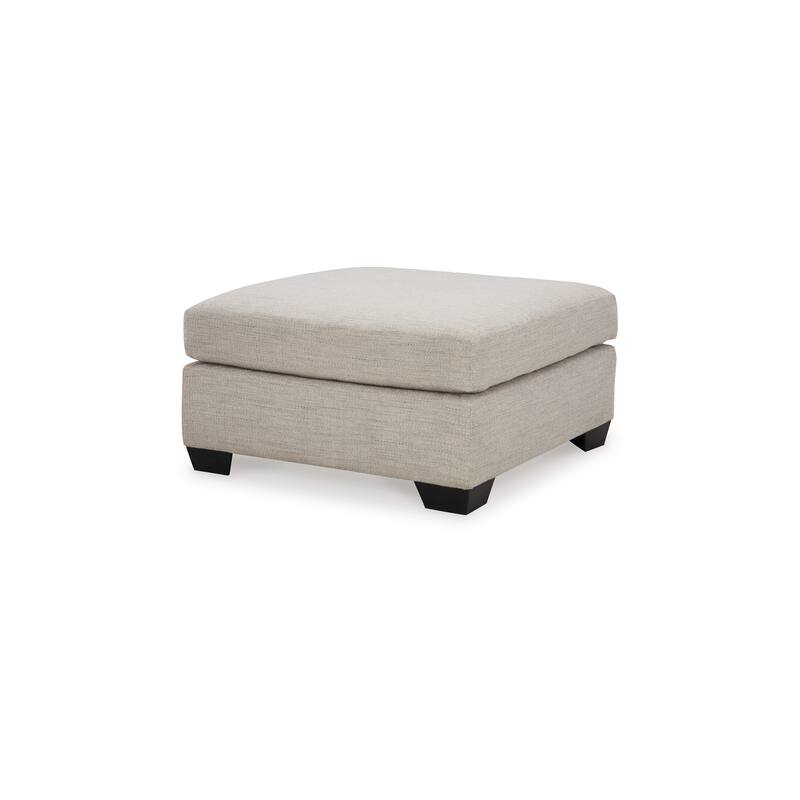 Joey Accent Ottoman, Soft Cushioned Beige Polyester, 36 Inch Square