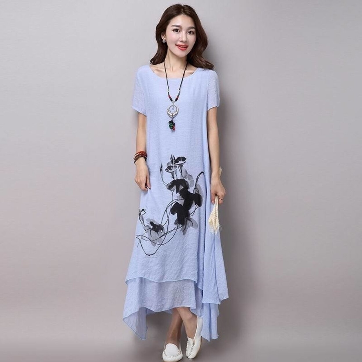 plus size cotton long dresses