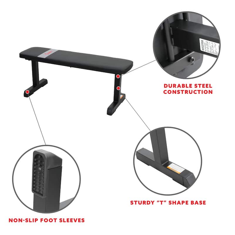 Sunny Health Fitness Flat Weight Bench