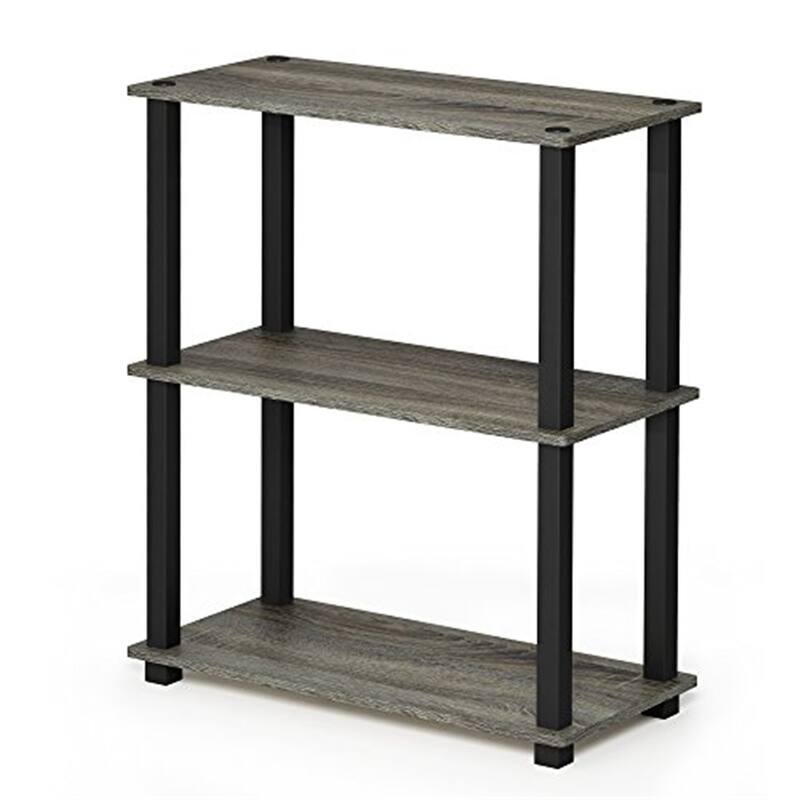 3 Tiers Wood Household Shelving Unit in French Oak/Black (23.6 in. W x 29.5 in. H x 11.4 in. D) - 23. 6