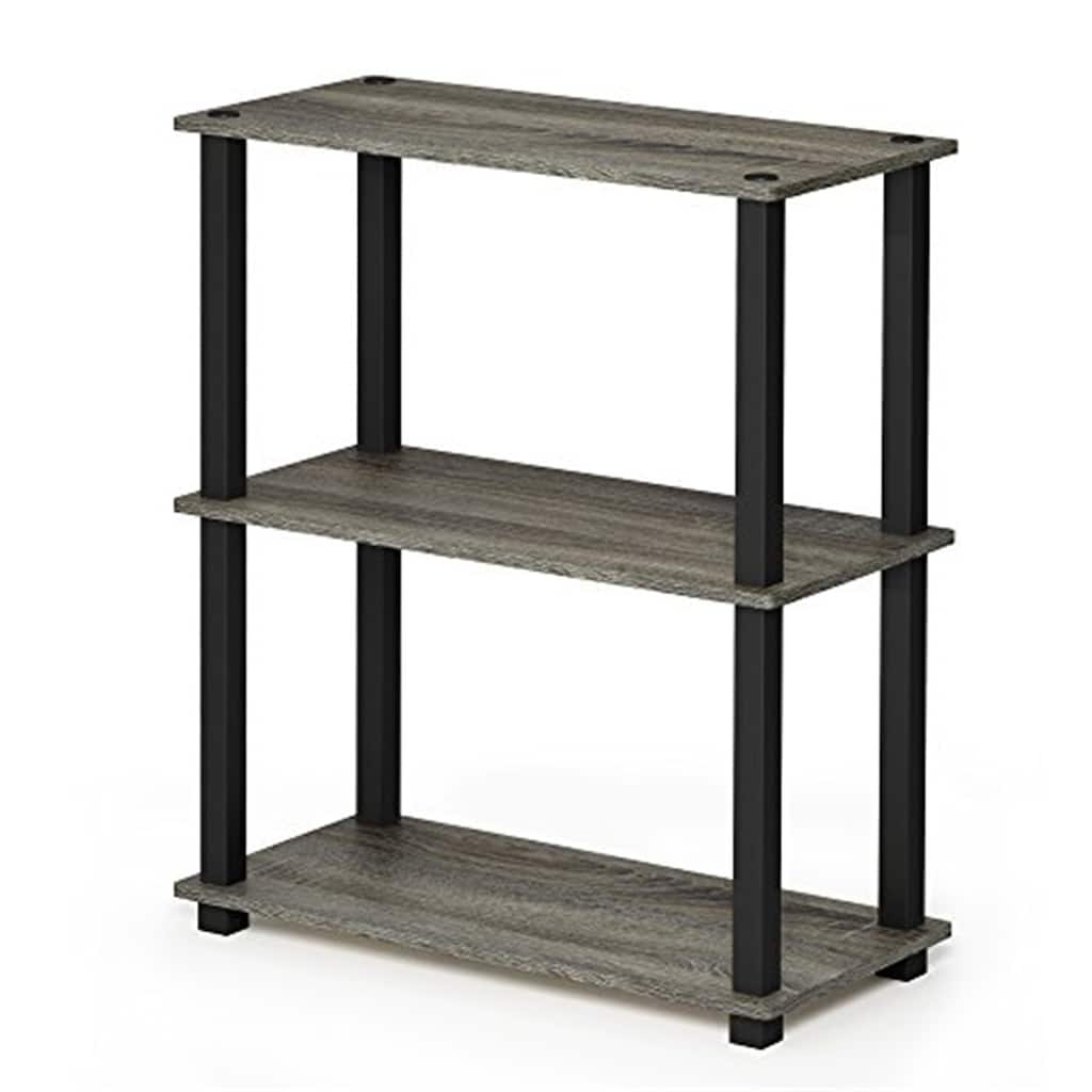 3 Tiers Wood Household Shelving Unit in French Oak/Black (23.6 in. W x 29.5 in. H x 11.4 in. D) - 23. 6