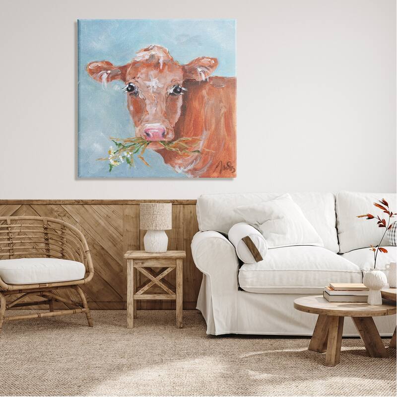 Stupell Cattle With Herb Sprigs Portrait Canvas Wall Art by Molly Susan Strong