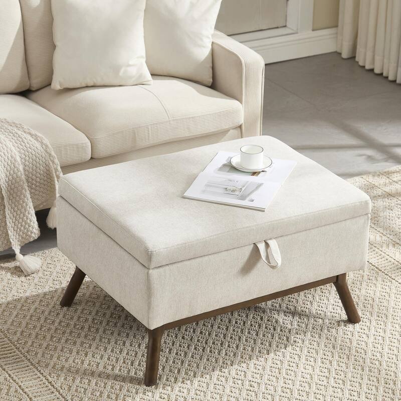 Mid-Century Modern Square Coffee Table with Storage Bench