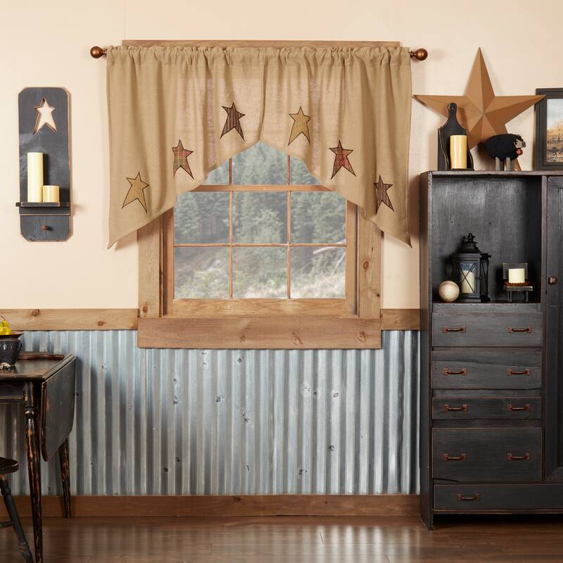 Stratton Burlap Applique Star Swag Set of 2 36x36x16 - Swag 36x36x16