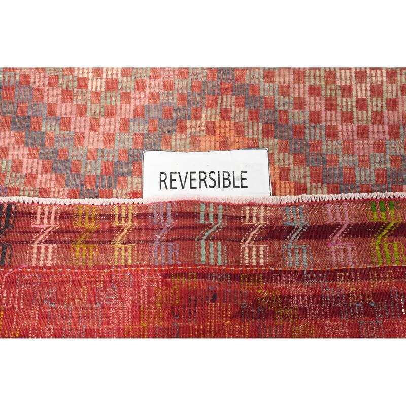 Hand Woven Oriental 100% Wool Carpet Southwestern Tribal Multi-Colored Kilim Area Rug - 9' 5'' X 5' 9''