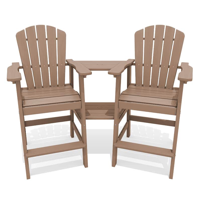 Outdoor Tall Adirondack Chair Set of 2 with Connecting Tray