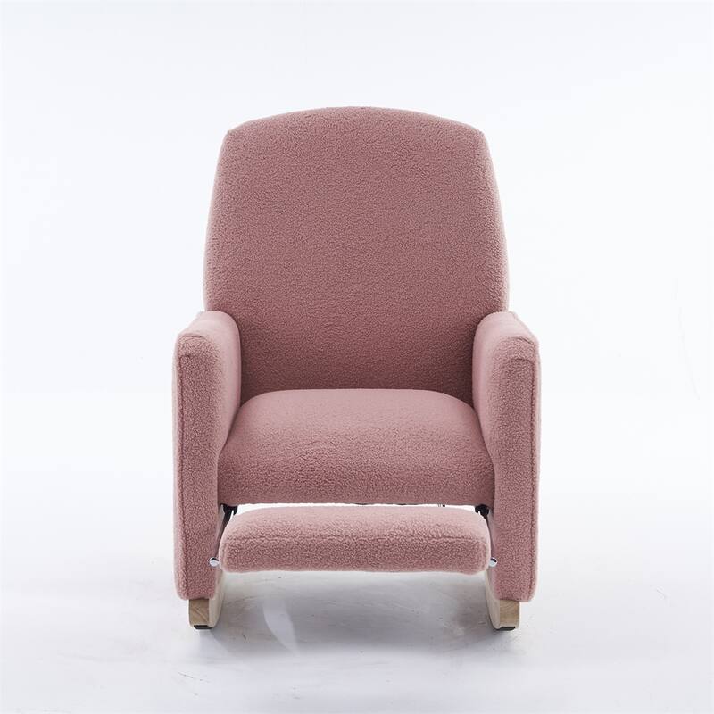 Teddy Fabric Rocking Chair With Adjustable Footrest