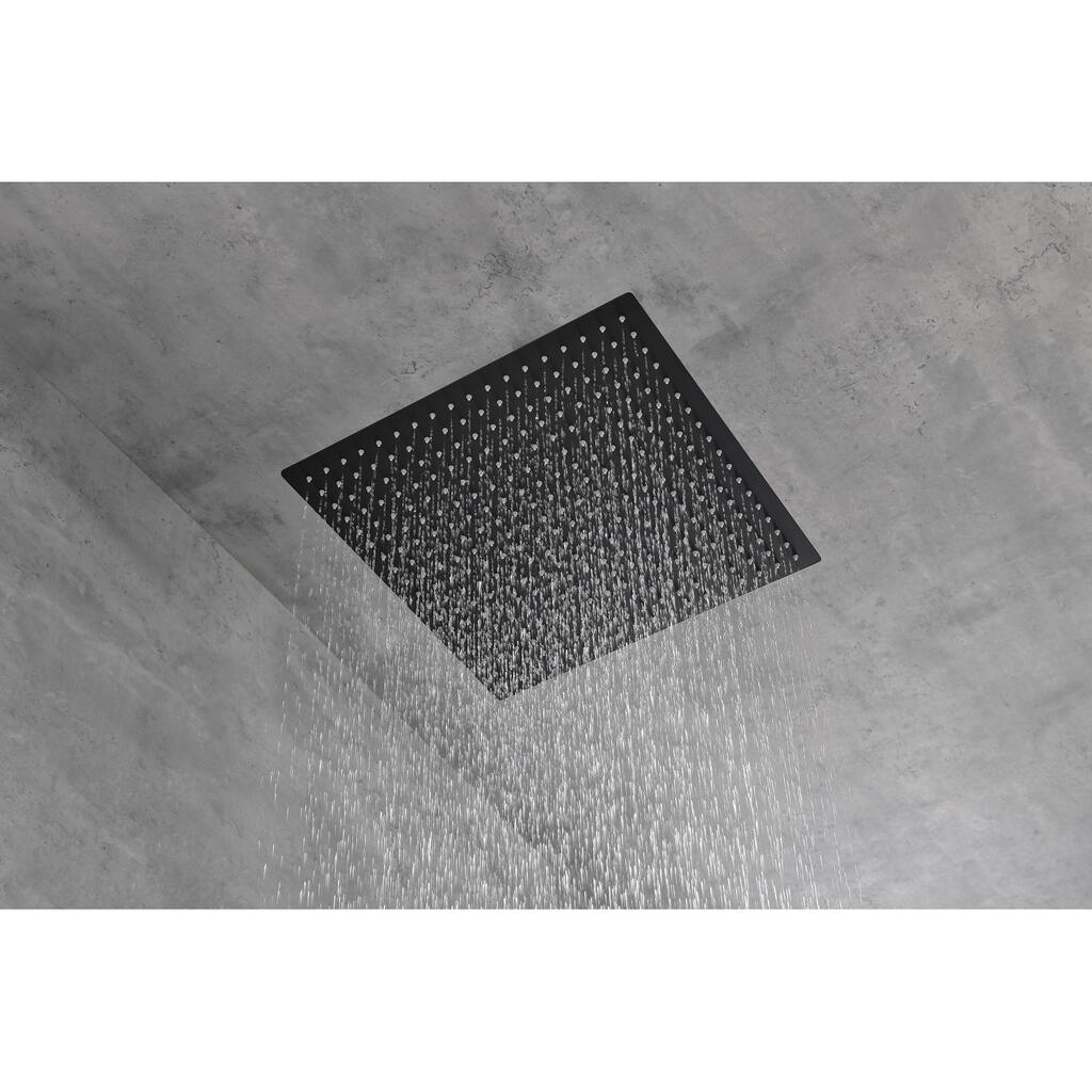 Square Rain Shower Head Matte Black 304 Stainless Steel Showerhead
