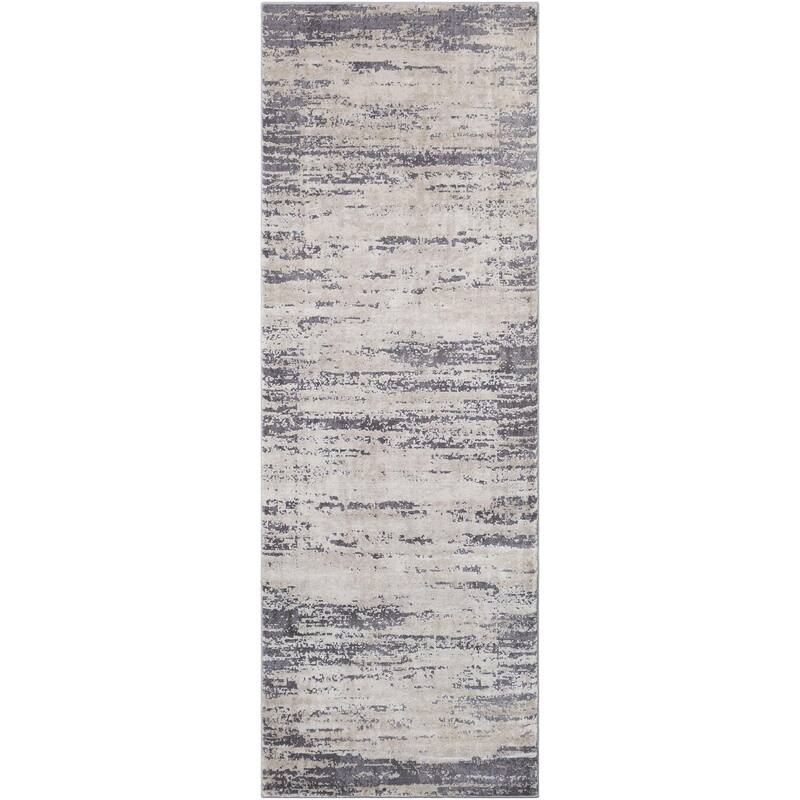 Livabliss Tibetan Modern & Contemporary Abstract Area Rug - Grey - 2' 7" x 7' 7"