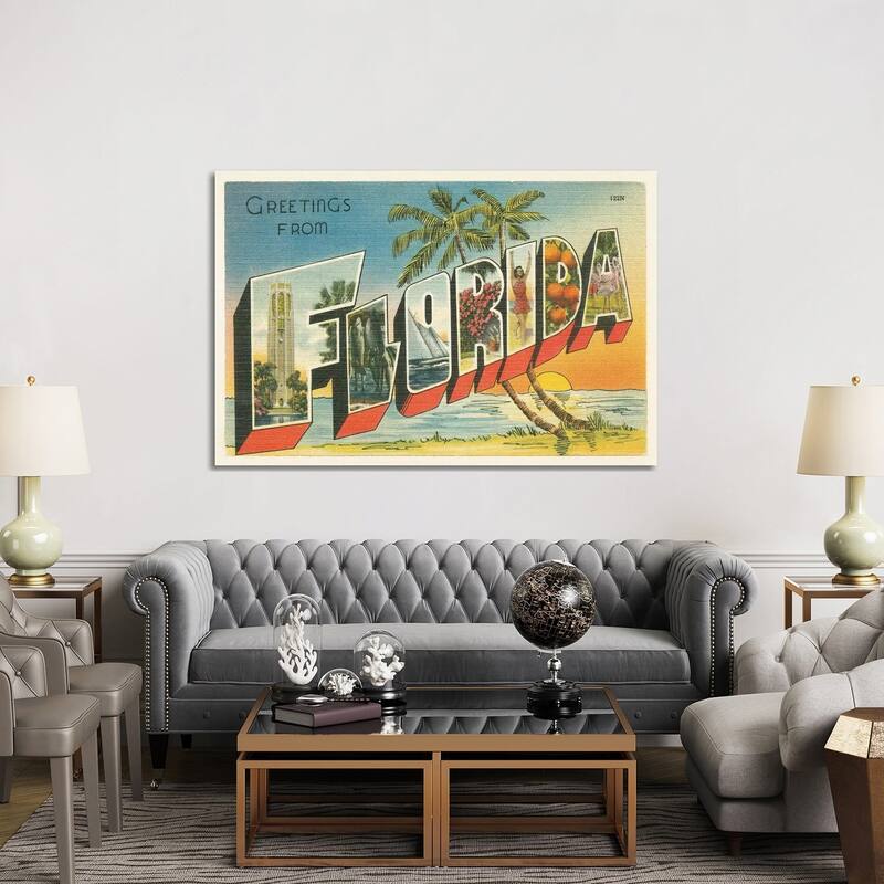 iCanvas "Greetings from Florida v2" by Wild Apple Portfolio Canvas Print