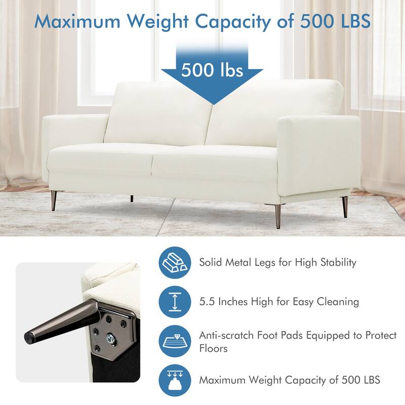Costway 76.5'' Fabric Sofa Couch Living Room Small Apartment Furniture