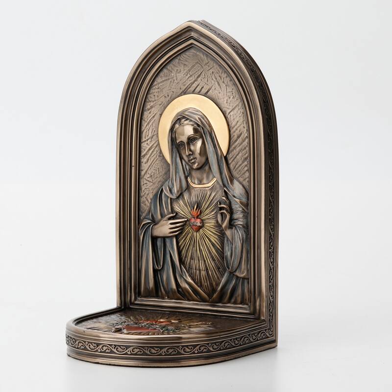 Veronese Design 8.3 H The Immaculate Heart Of Mary Bookend Cold Cast Bronze