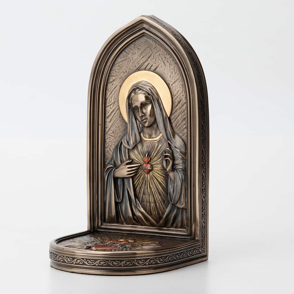Veronese Design 8.3 H The Immaculate Heart Of Mary Bookend Cold Cast Bronze