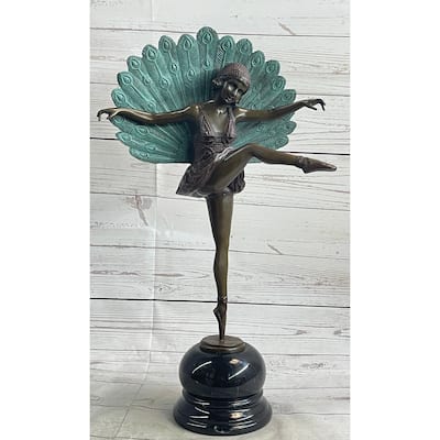 Charleston Pea Flapper Dancer Girl Art Deco Bronze Sculpture By Pelliers On Marble Base