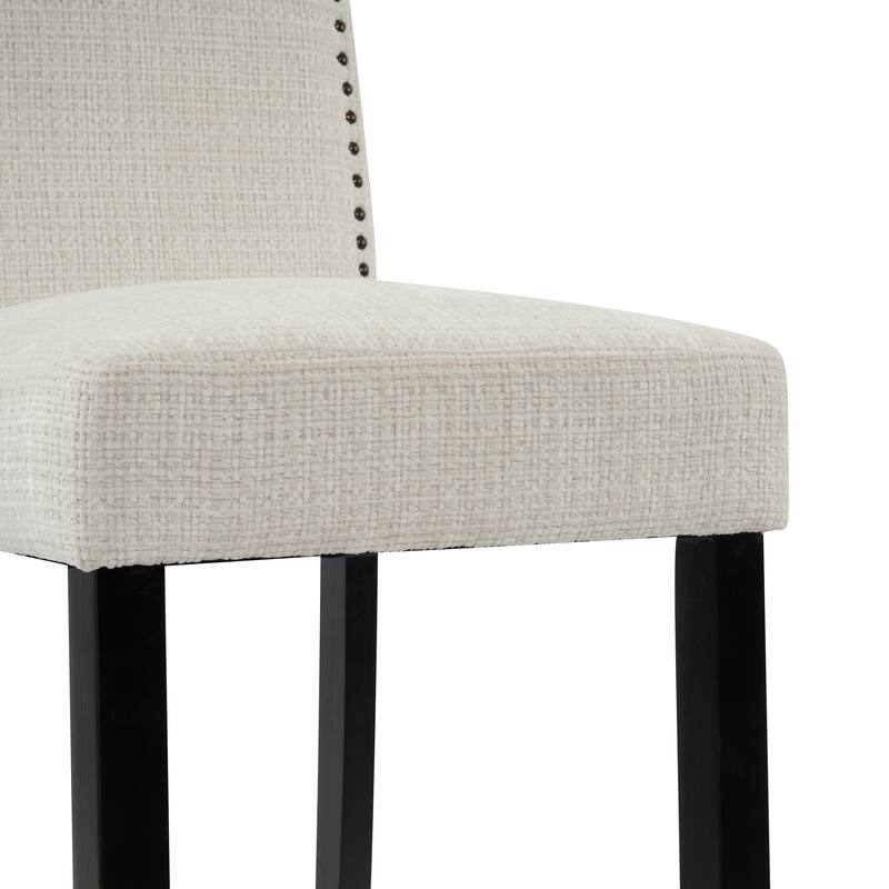 Counter Height Upholstered Bar Stools Set of 2 with Fabric Seating and Rubberwood Legs for Kitchen Island, Dining Room