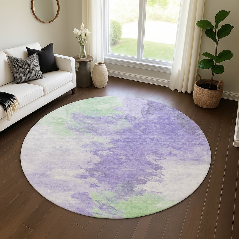 Premium Washable Super Soft Abstract Modern Mayfield Rug - Lavender - 8' x 8'