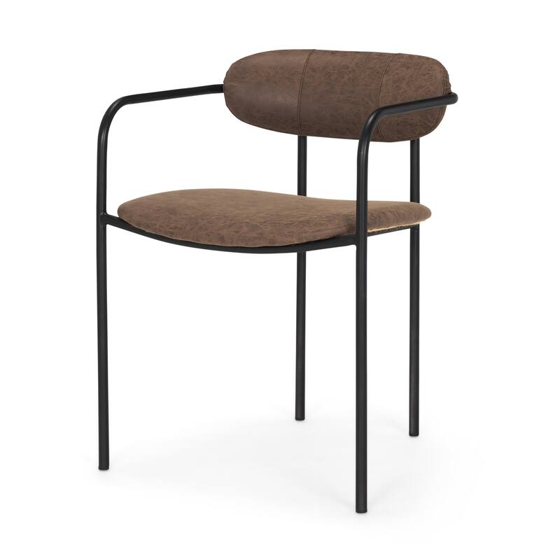 Parker Muted Brown Faux Leather w/ Black Metal Dining Chair (Set of 2) - 21.7L x 21.3W x 28.7H - Brown