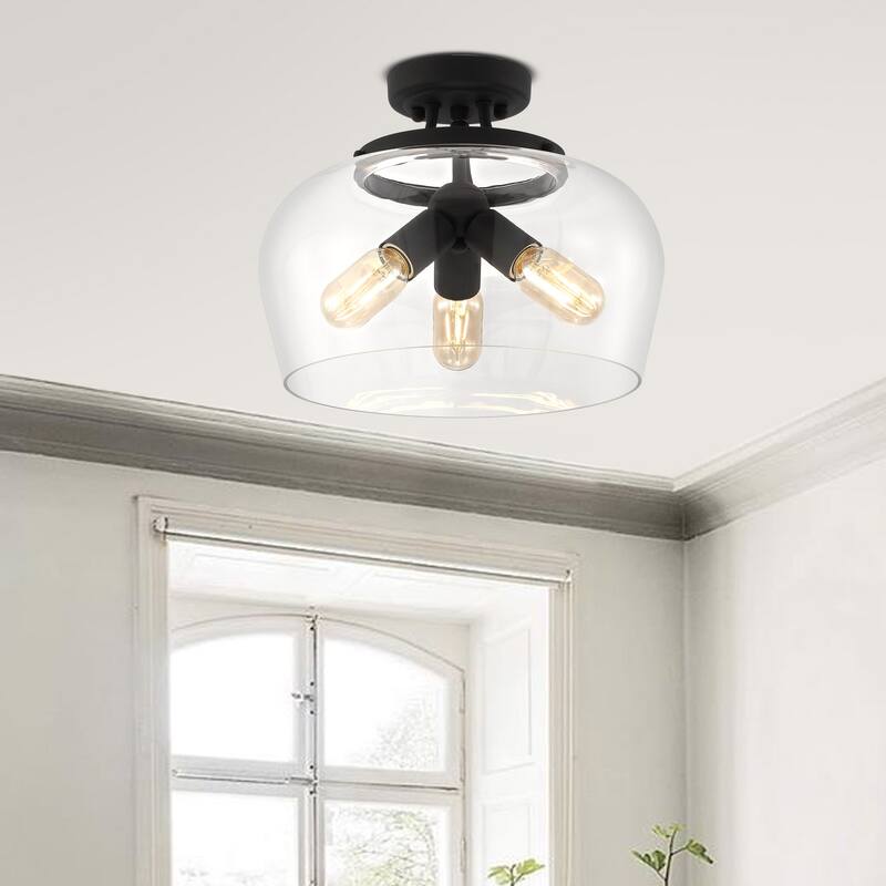 GetLedel 3-Light Glass Dome Semi Flush Mount