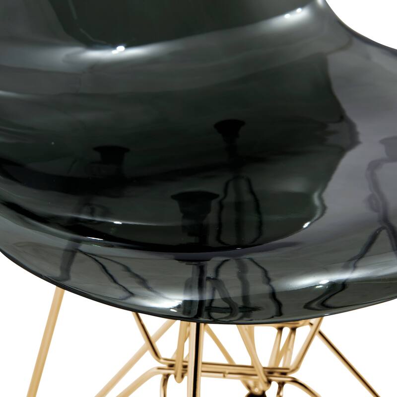 5-Piece Dining Set with 35" Round MDF Table and 4 ABS Plastic Side Chair with Gold Metal Legs