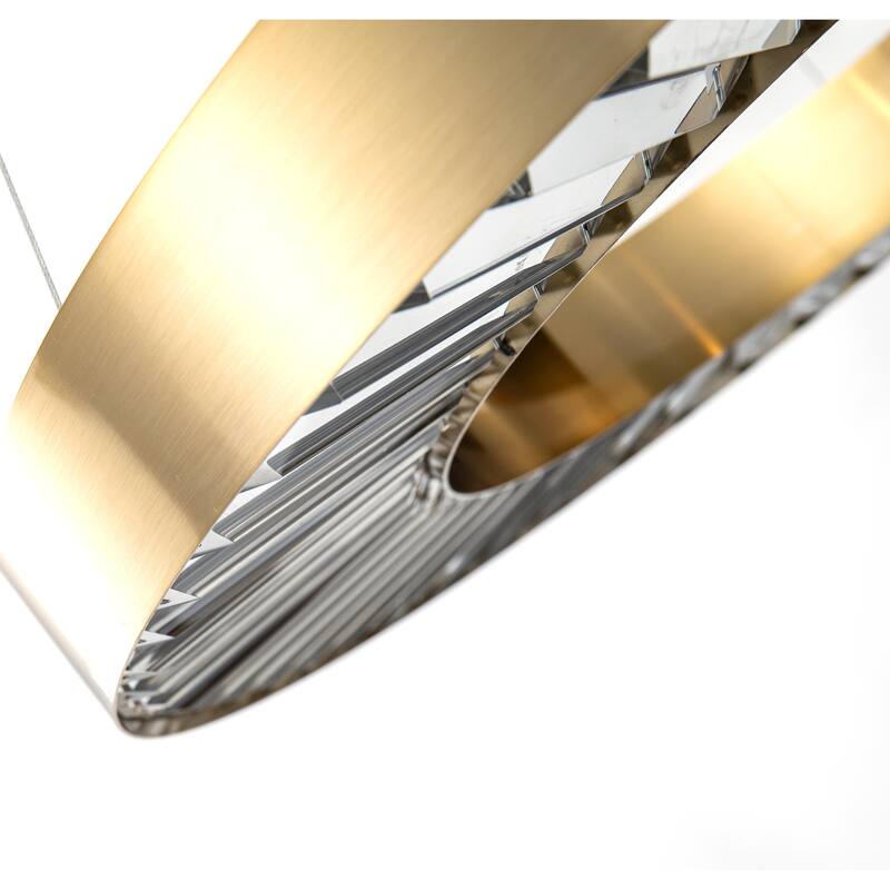 1-Light Gold LED Chandelier With Clear Crystals