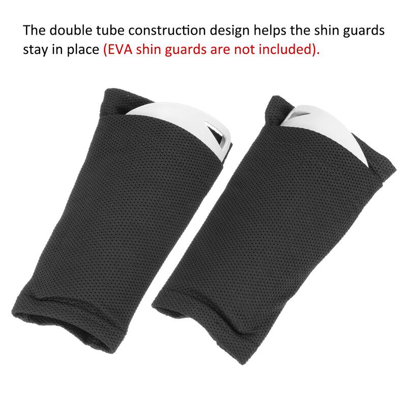 Size L Soccer Shin Guard Socks, 2 Pack Breathable Sleeves for Running, Black