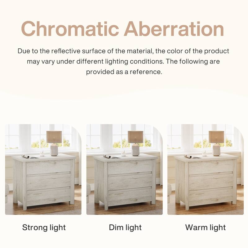 Oversized 3-Drawer Wood Nightstand, Large Storage Night Stand for Bedroom