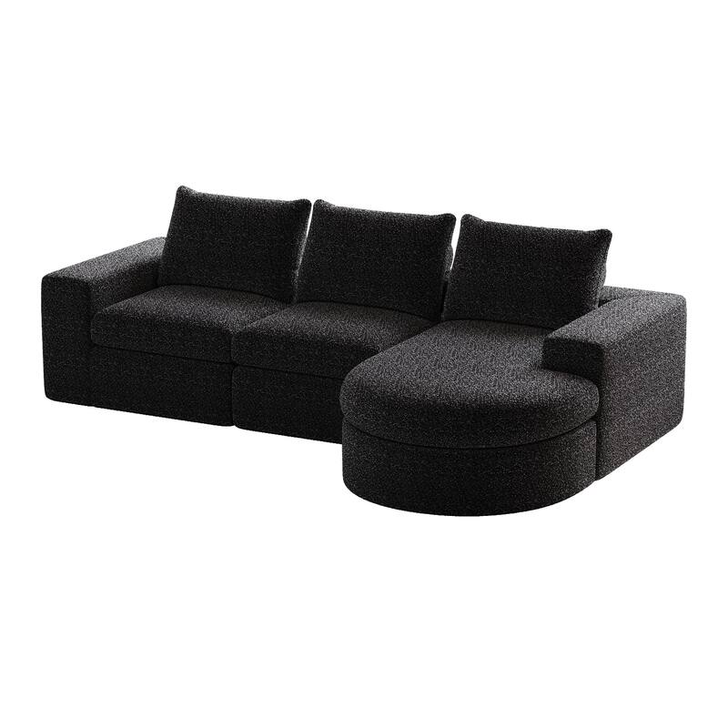 99-Inch Chenille Cloud Curved Sectional Sofa with Chaise, L-Shaped Modern Boneless Couch with Deep Seats