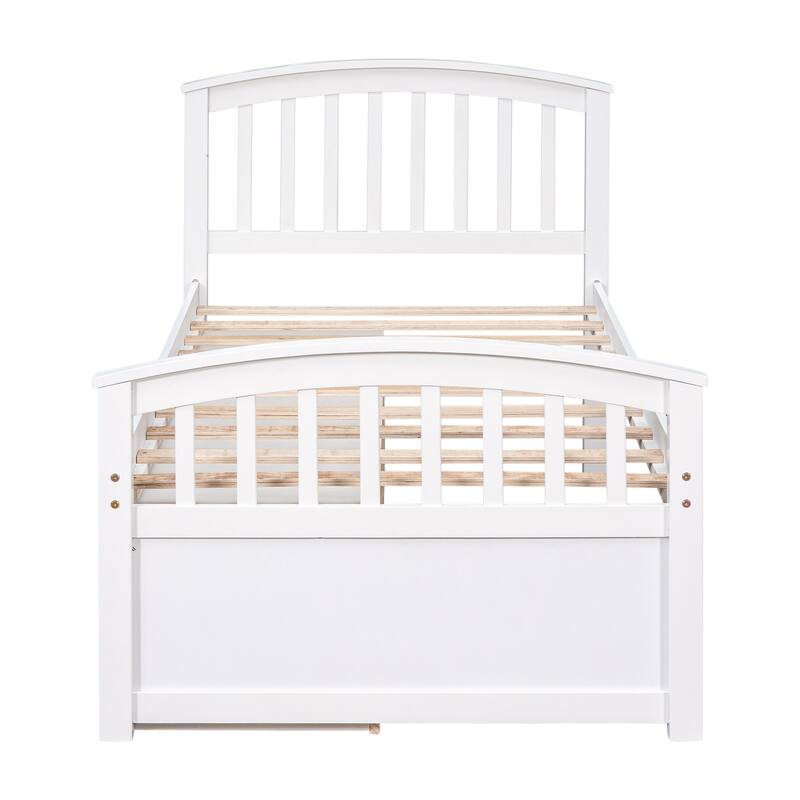 Wooden Twin Size Platform Bed with Headboard and Footboard, Solid Wood Platform Storage Bed Frame with 6 Drawers