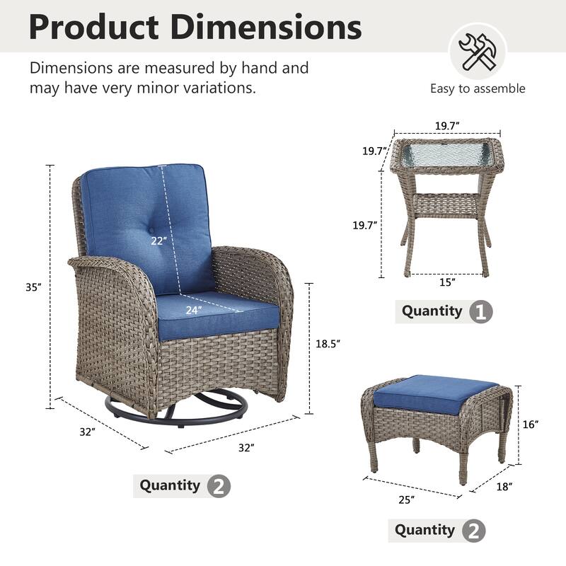 Gymojoy Premium Wicker Patio Furniture Set - Ultimate Comfort & Weather-Resistant Design