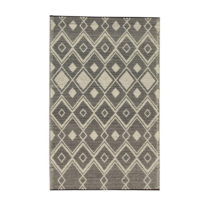 Home Decor EORC Handwoven Wool Durrie Kilim Rug, Black Elegant & Durable Area Rug for Enhancing Your Living Room, Bedroom