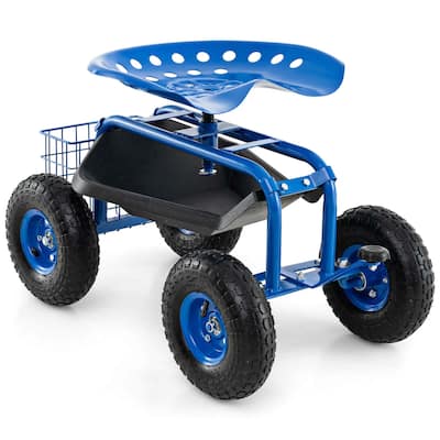 Costway Garden Cart Patio Wagon Rolling Work Seat with Tool Tray - See Details