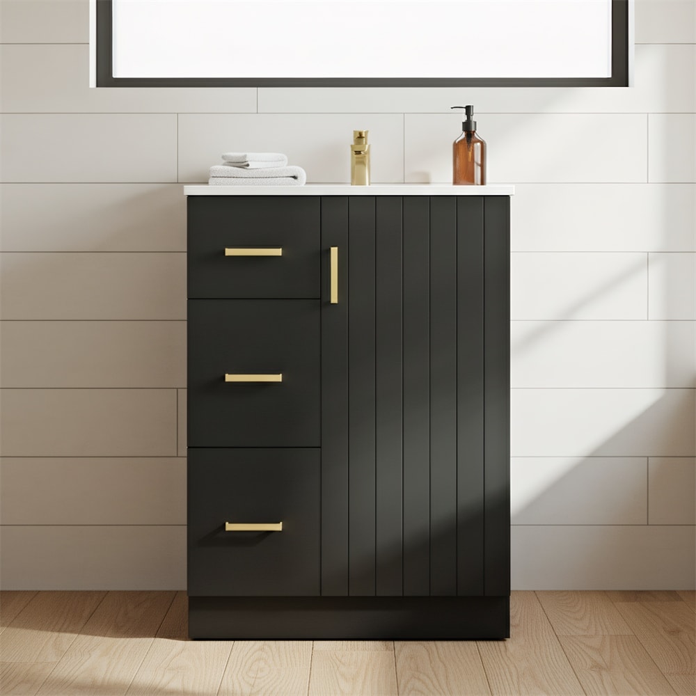 24"Modern Bathroom Vanity w/Sink,Small Bathroom Sink Cabinet w/Drawers