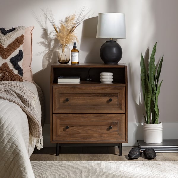 slide 2 of 23, Middlebrook Modern 2-Drawer USB Nightstand Dark Walnut