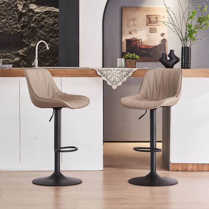Adjustable Swivel Bar Stools Set of 2 Modern Upholstered Counter Stools