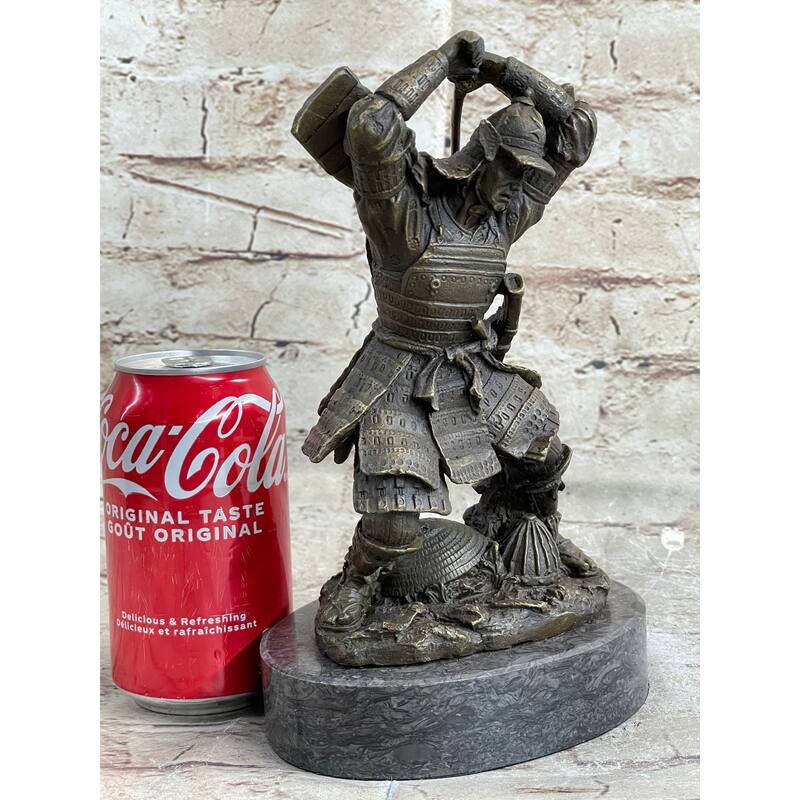 Japanese Samurai Warrior Swinging Katana Sword Bronze Statue Sculpture Figure Kamiko 10 Inches X 6 Inches