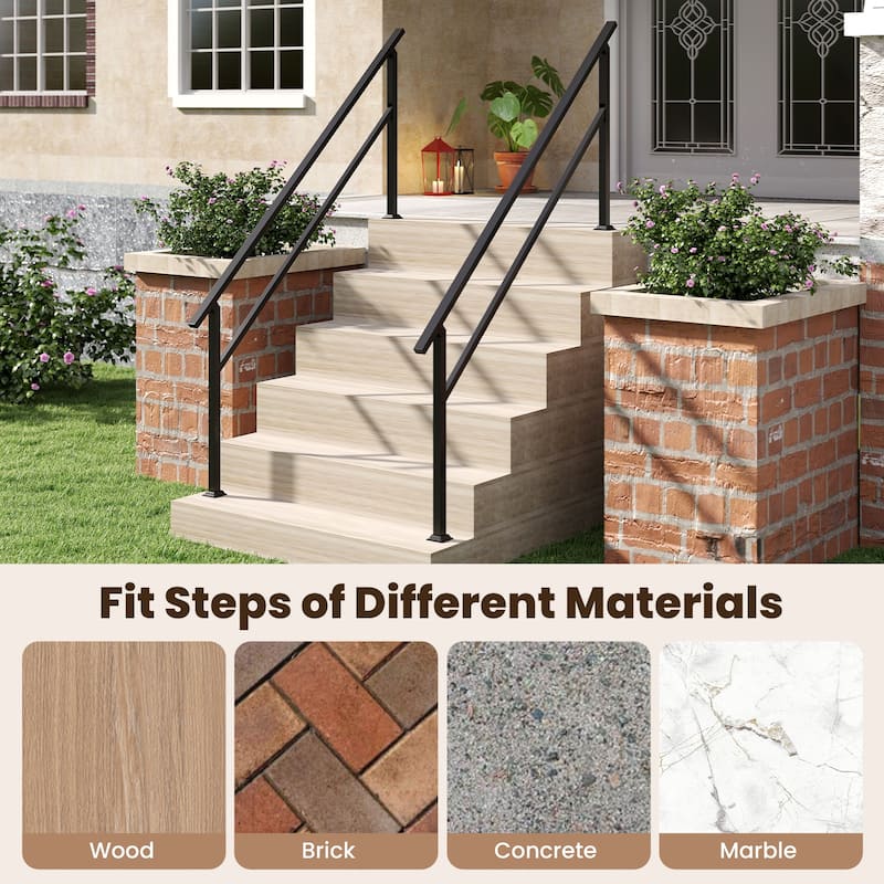 Gymax 2PCS Metal Handrail 0-6 Steps w/Flexible Angle Adjustment