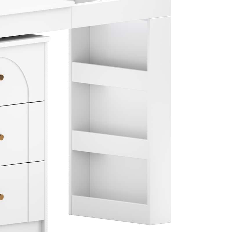 Vanity Desk with Mirror and Lights